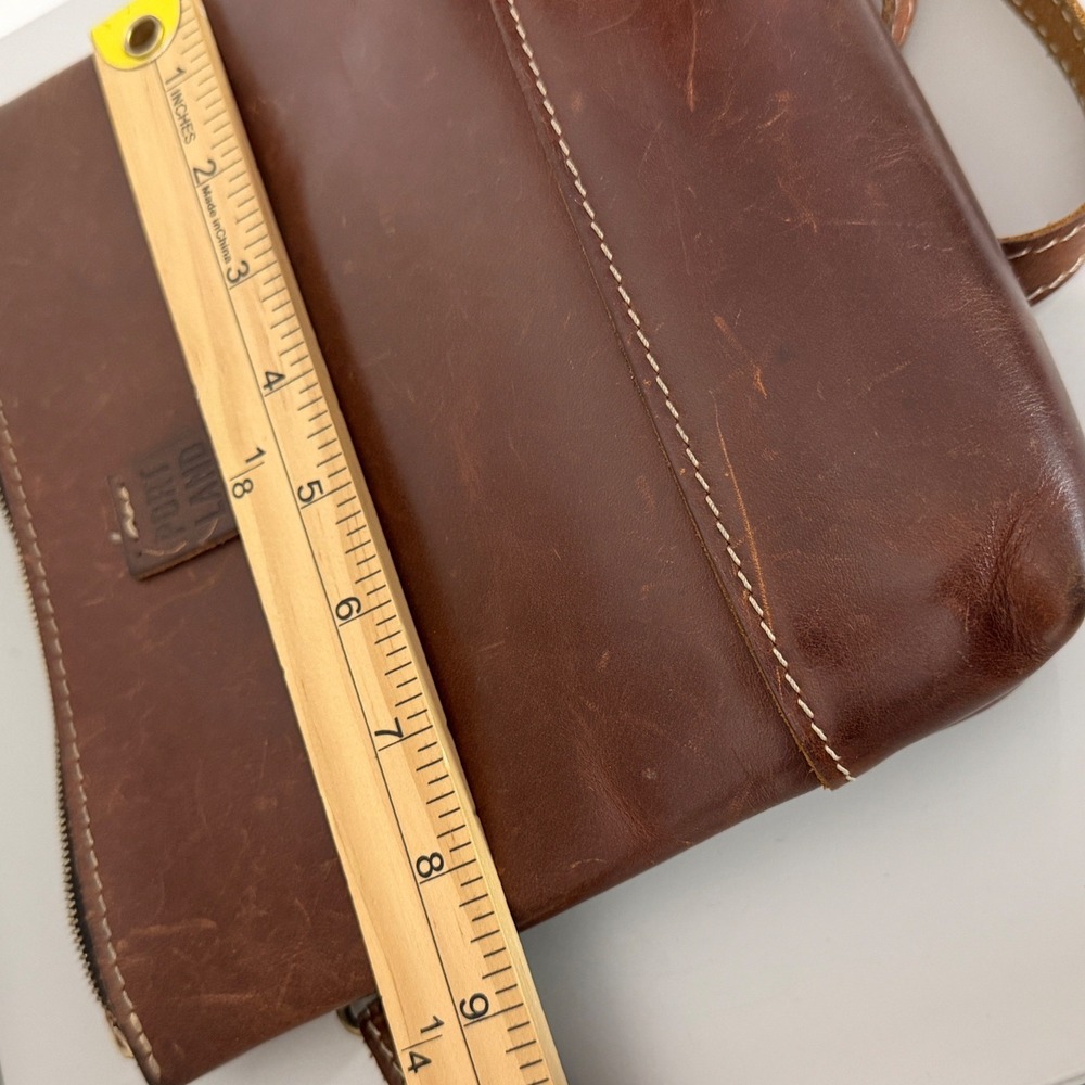 Portland Leather Goods Crossbody Bag Womens Small Brown Leather Zip Top - Picture 6 of 7
